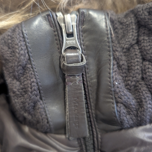Mackage Dark Brown Puffer Jacket with Fur Trim - Picture 4 of 7